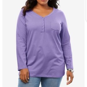 Roman's Long Sleeve Henley Button Down V